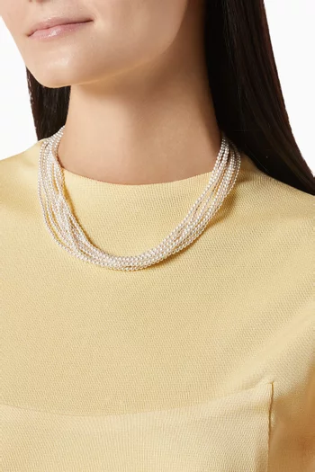 Multistrand Pearl Necklace in 14kt Gold-plated Brass