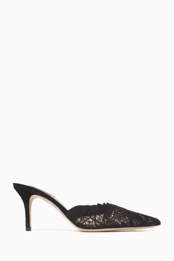 Positano 75 Mules in Lace & Suede