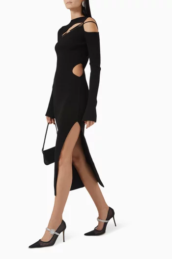Georgia Cut-out Midi Dress in Viscose-blend