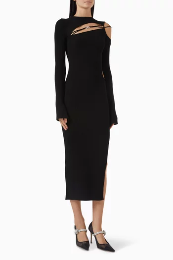 Georgia Cut-out Midi Dress in Viscose-blend