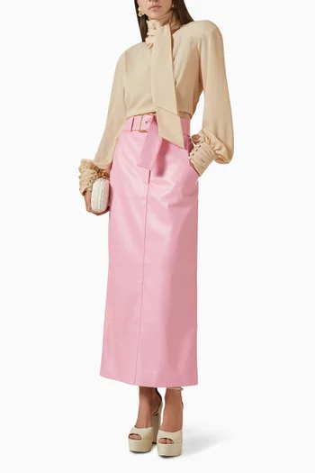 تنورة طويلة بحزام جلد صديق للبيئة