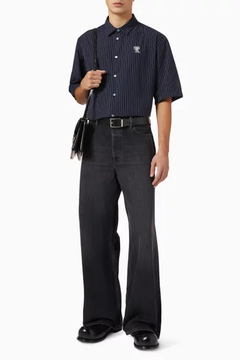 Stripe Button-up Shirt in Cotton Poplin
