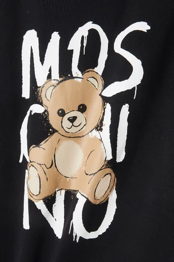 Graffiti Logo & Teddy T-shirt Dress in Cotton