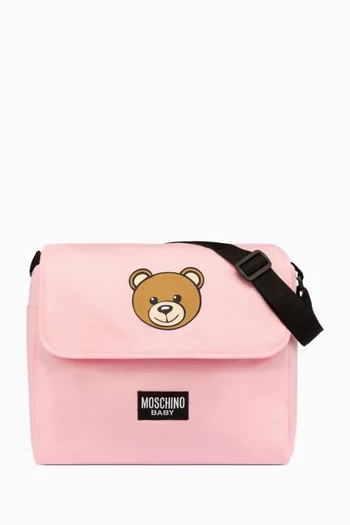 Teddy-print Changing Bag with Mat