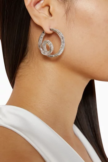Matrix Hoop Twisted Earrings in Rhodium-plated Metal