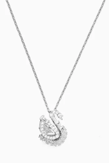 Swan Pendant Necklace in Rhodium-plated Metal