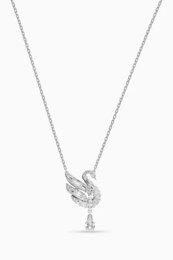 Swan Pendant Necklace in Rhodium-plated Metal