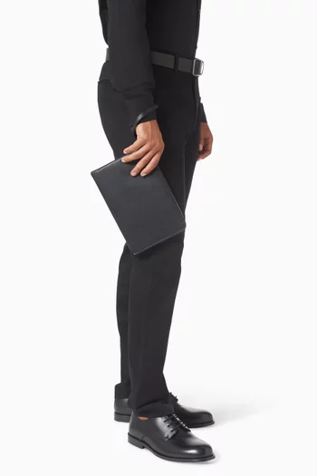 Zip Pouch with Wristlet in Saffiano Faux Leather