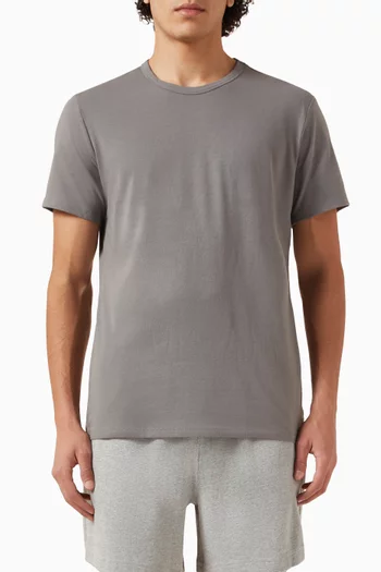 طقم تي شيرت بفتحة رقبة مستديرة قطن مايكروفايبر، 3 قطع