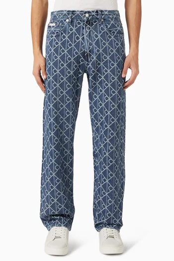 Allover Logo 90's Straight Jeans in Denim