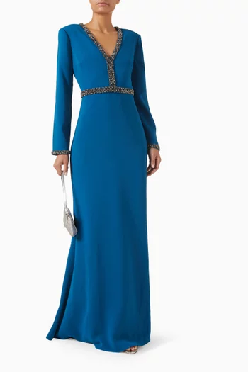 فستان سهرة مطرز بالخرز