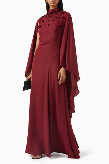 Embellished Cape-style Maxi Dress