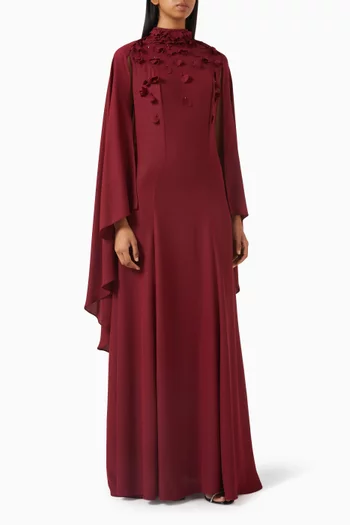 Embellished Cape-style Maxi Dress