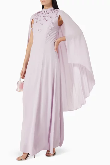 Embellished Cape-style Maxi Dress