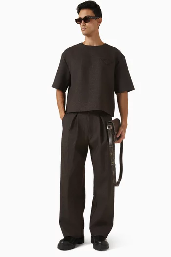 Leon Boxy Cropped Hatched T-shirt