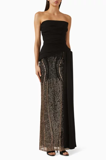 Bead-embellished Peplum Gown