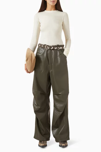 Daisy Drawstring Pants in Faux Leather