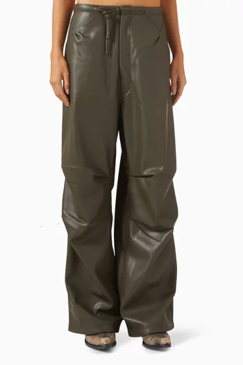 Daisy Drawstring Pants in Faux Leather