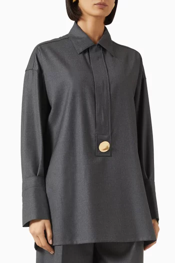 قميص نويل بياقة بولو وقصة مريحة صوف