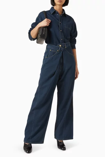 قميص آن بقصة مريحة دينم