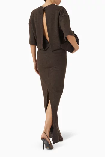 فستان مارلين بفتحة في الخلف صوف