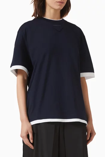 Triangle Logo Layered T-shirt in Cotton-jersey