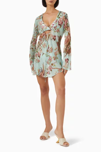 Roberto Cavalli x SKIMS Long Sleeve Mini Dress in Chiffon