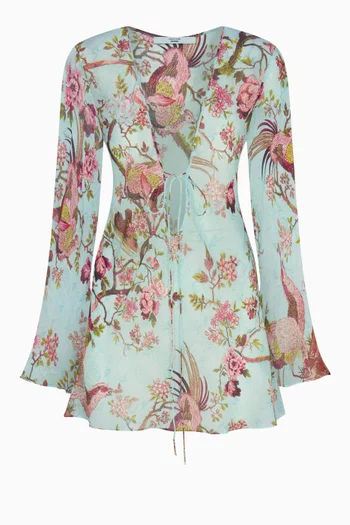 Roberto Cavalli x SKIMS Long Sleeve Mini Dress in Chiffon