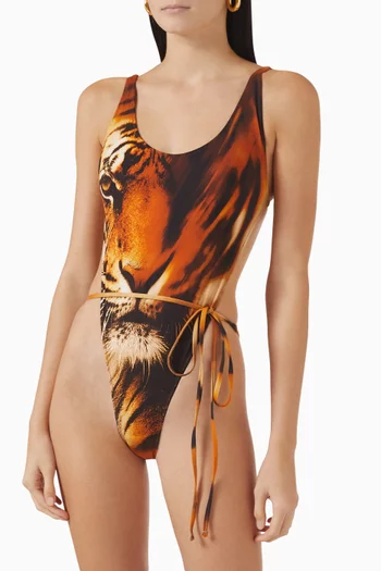 Roberto Cavalli x SKIMS Signature Swim Tie Waist One-piece Swimsuit