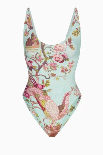 Roberto Cavalli X SKIMS Signature Swim Scoop Neck One-piece Swimsuit