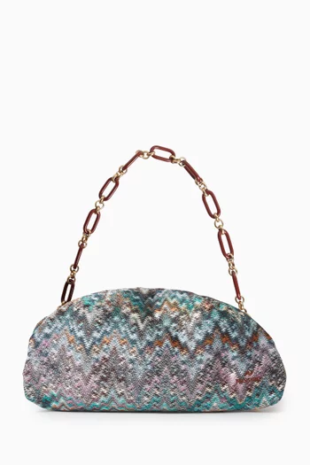 حقيبة كبيرة بنقشة خطوط متعرجة نسيج لوركس