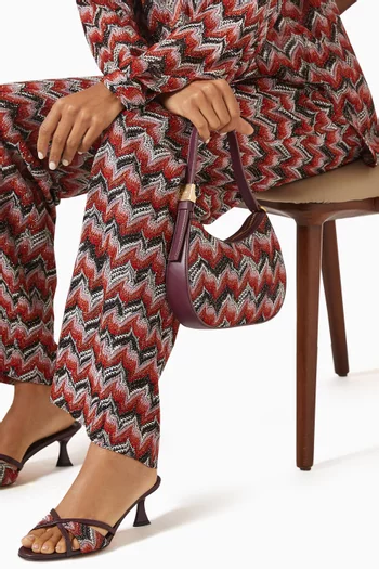 حقيبة هوبو ميني بنقشة خطوط متعرجة نسيج لوركس