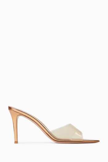 Elle 85 Mule Sandals in Patent Leather & Plexi
