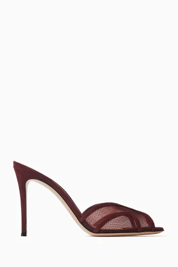 Mules in Organza Mesh & Suede