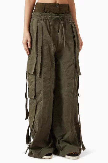 Double-waistband Pants in Cotton-blend