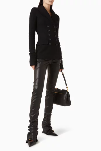 بنطال بقصة ضيقة جلد نابا