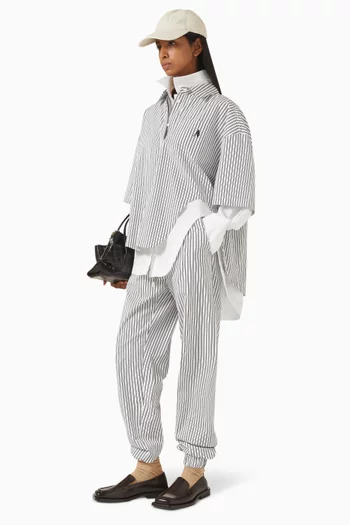 Striped Straight-leg Pants in Cotton