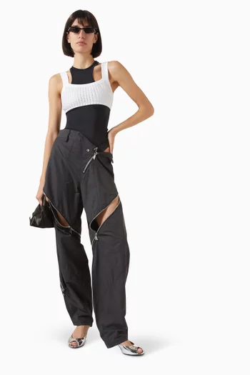 Rhinestone-embellished Crop Top in Rib-knit