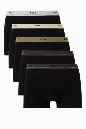 طقم بوكسر بشعار الماركة قطن مطاطي، 5 قطع