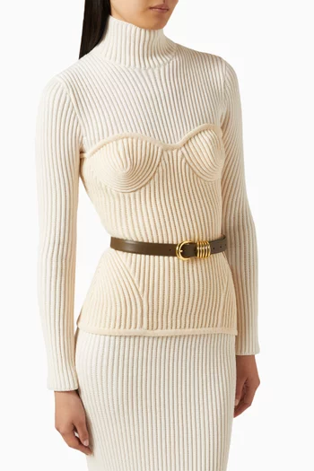 Hollyhock Belt in Calfskin