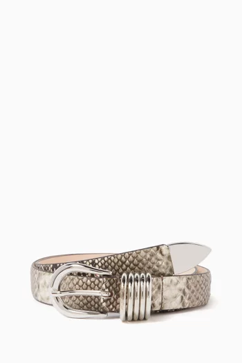 Hollyhock Belt in Snake-printed Calfskin