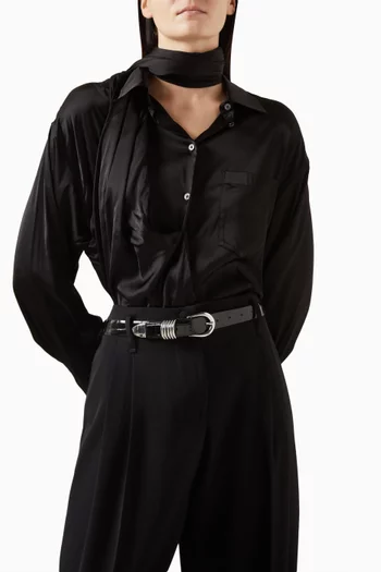 Hollyhock Belt in Embossed-Crocodile Calfskin