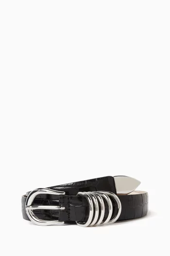 Hollyhock Belt in Embossed-Crocodile Calfskin