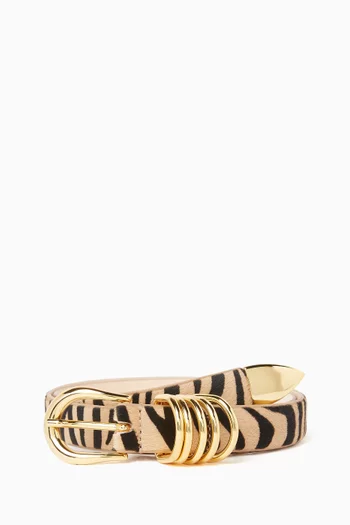 Hollyhock Belt in Zebra-printed Calf Hair