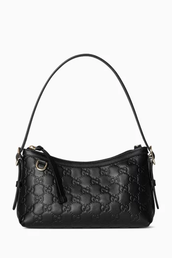 Small GG Emblem Shoulder Bag in Leather