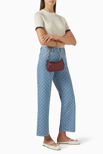 GG Emblem Mini Shoulder Bag in Embossed Leather