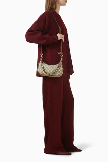 Small GG Emblem Shoulder Bag in GG Monogram Coated Fabric