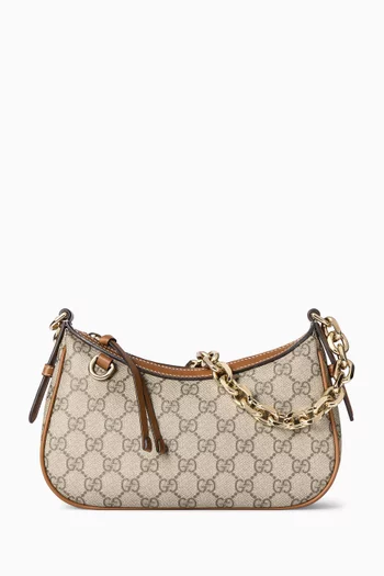 Small GG Emblem Shoulder Bag in GG Monogram Coated Fabric