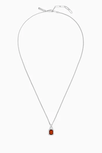 Solitaire Ruby Pendant Necklace in Sterling Silver
