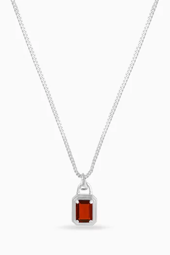 Solitaire Ruby Pendant Necklace in Sterling Silver